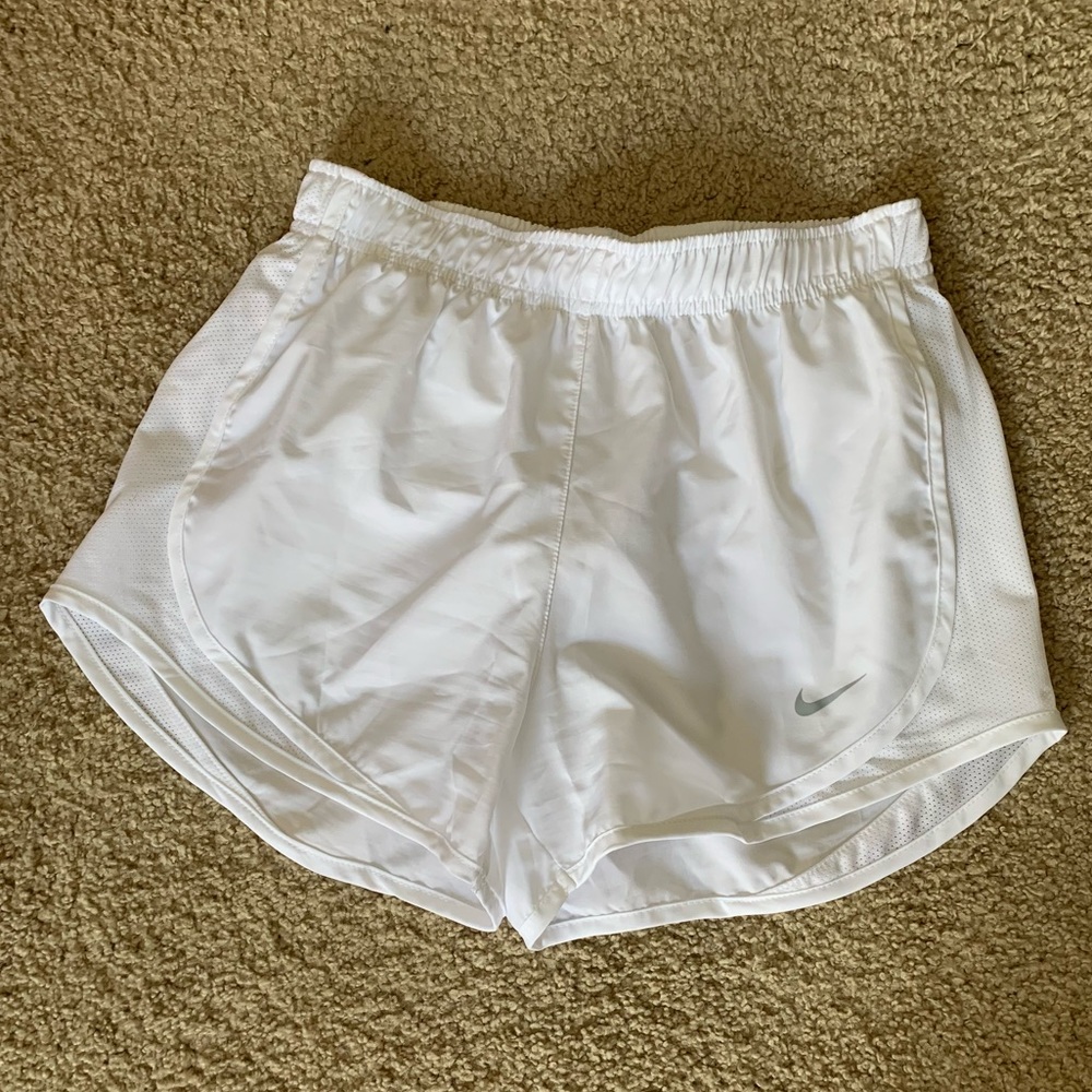 white Nike Tempo running shorts